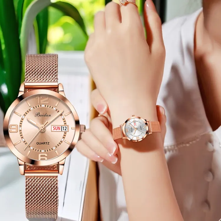 送老婆女士手表送礼物高档韩版时尚潮流日历夜光防水夜光石英表