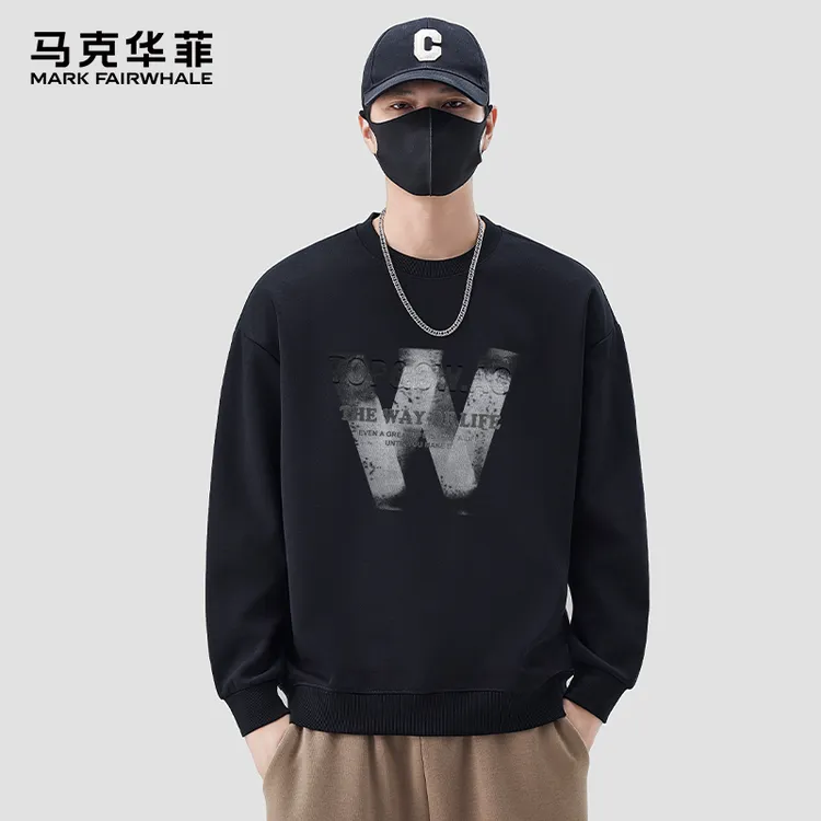 MARK FAIRWHALE/马克华菲立体钢印潮牌春秋款长袖卫衣男百搭上衣