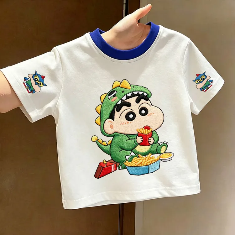 男女童宝宝夏季新款纯棉短袖T恤外穿卡通可爱蜡笔小新小童上衣潮t
