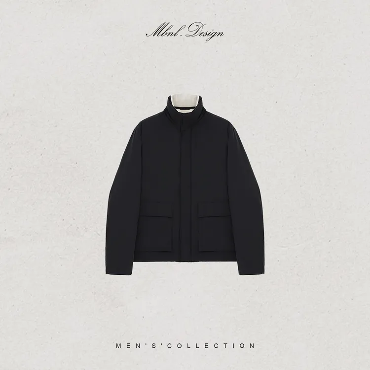 MBNL-F「L.P 航海家」秦磊男装90白鹅绒羊皮革格纹羽绒服LL-WYR7010