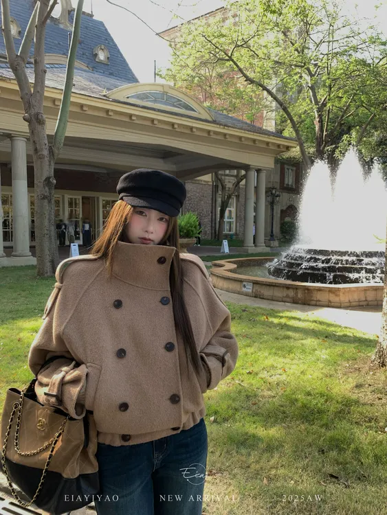 EIA一尧【伦敦冬日】100绵羊毛高级双面呢外套气质英伦风双排扣夹克