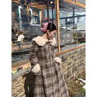 法式复古优雅气质格子外套大衣女秋冬百搭加厚新款67503