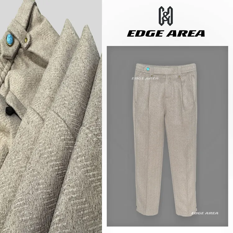 【EDGE AREA】春季新款复古毛呢时尚仿麻高奢休闲免烫直筒裤716