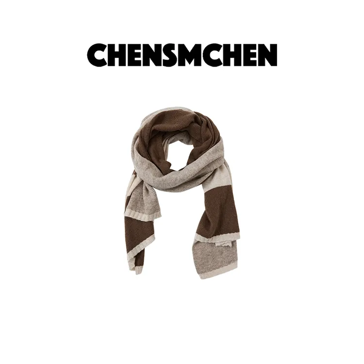 CHENSMCHEN100%绵羊毛经典时尚拼色百搭羊毛围巾CSS11166WL