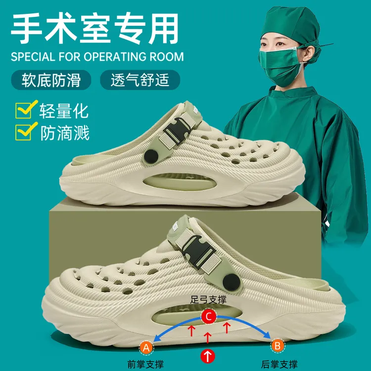 医用手术室拖鞋女款2025新款外穿夏季防滑防臭足弓支撑洞洞鞋男士