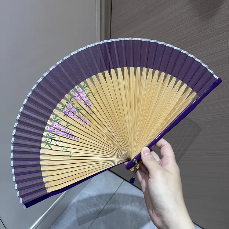 手绘扇子复古折扇古风中国风女式旗袍舞蹈儿童学生古风随身折叠扇