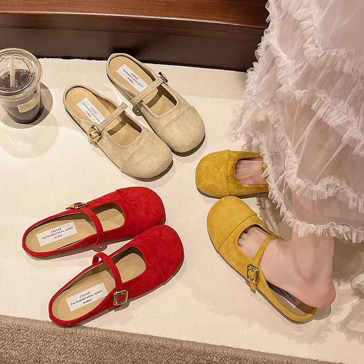 法式温柔半拖鞋女2025新款夏外穿高级感单鞋气质名媛半拖百搭平底