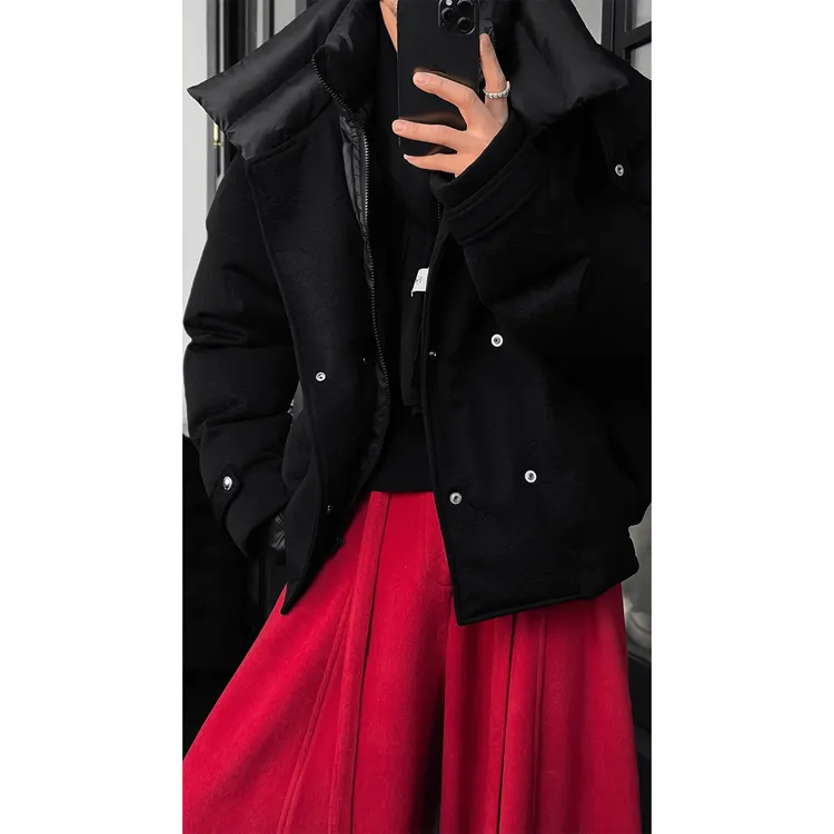 冬季新品原创双领设计感纯色棉服高级感痞帅休闲保暖棉衣男