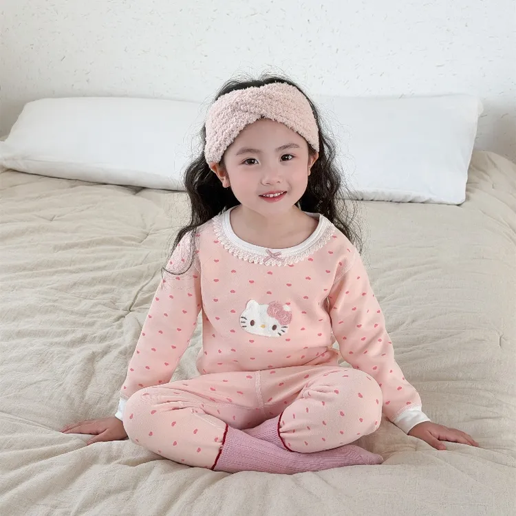 580克a类儿童保暖内衣套装羊绒无骨秋衣秋裤秋冬加厚款男女童宝宝