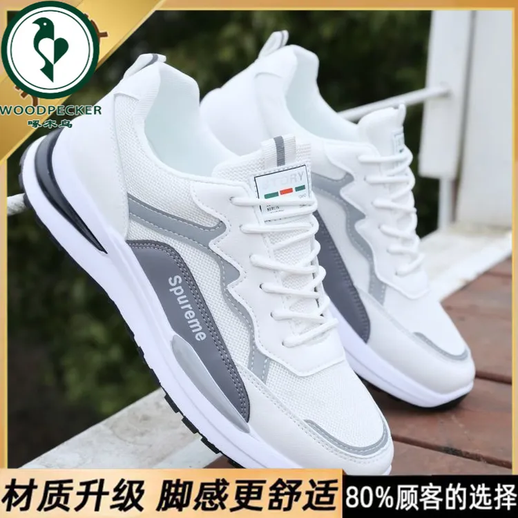 【正品】啄木鸟男士春秋季透气男鞋网面跑步休闲鞋运动鞋男