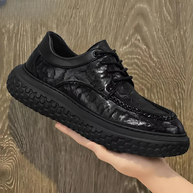 KD世家内增高皮鞋秋季休闲百搭男鞋英伦商务正装大头厚底鞋子男