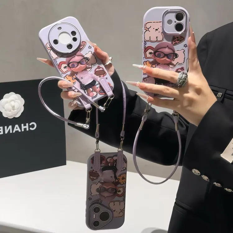 涂鸦小狗嘎子姐适用苹果17pro手机壳16pm挂绳华为p荣耀oppo小米15