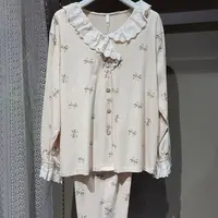 高级感舒适开衫长袖女士家居睡衣套装5367