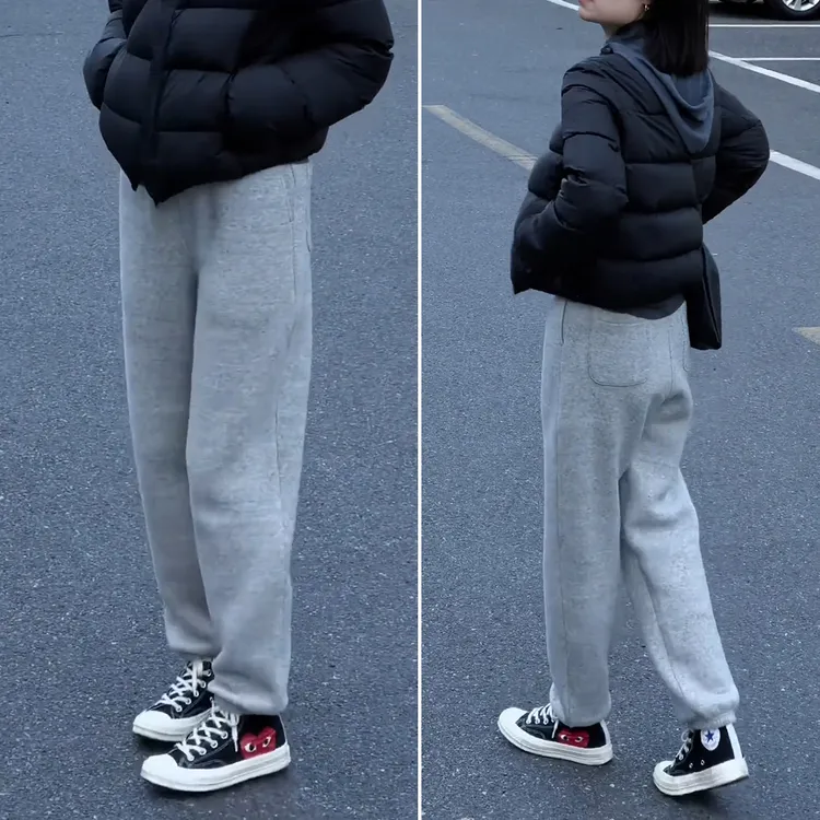 加绒卫裤女2025新款秋冬季束脚裤子高腰休闲裤显瘦宽松运动裤长裤