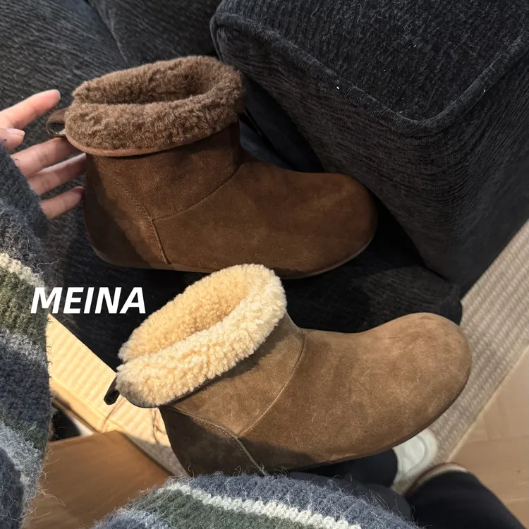 【美娜】慵懒风深色系冬季新款厚底雪地靴女6002-X