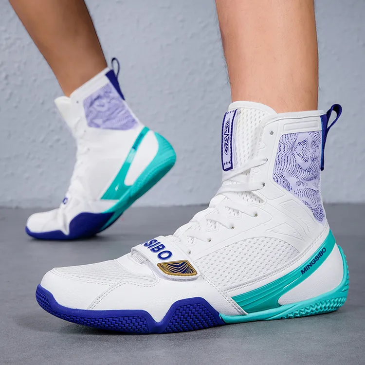 拳击鞋男女高帮靴散打格斗训练鞋泰拳鞋儿童专业自由搏击鞋摔跤鞋