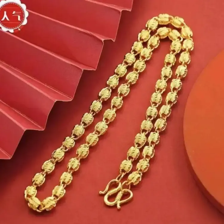 合金项链 【孟加拉赤金】核桃项链男女款霸气金色不掉色小众高级感