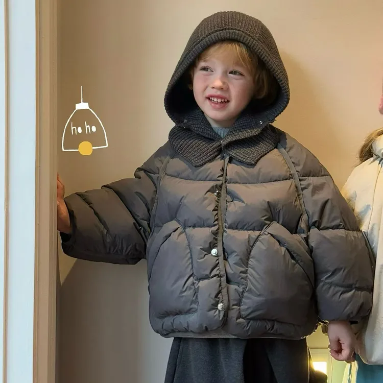 hoho带帽爆款羽绒服洋气冬季保暖时尚帽衫可拆卸男宝女宝羽绒服