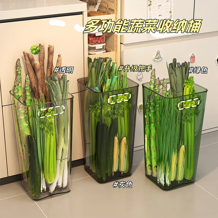 大葱收纳盒山药蔬菜透明大葱收纳桶厨房姜蒜收纳盒大葱收纳神器