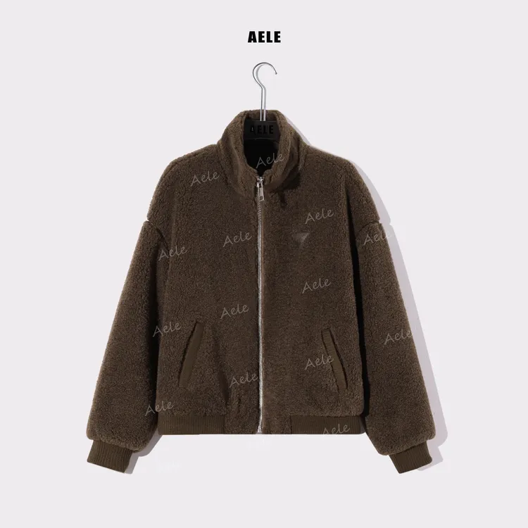AELE秋冬厚款长袖拉链保暖立领 加厚羊羔绒短外套 R855 3750 AD