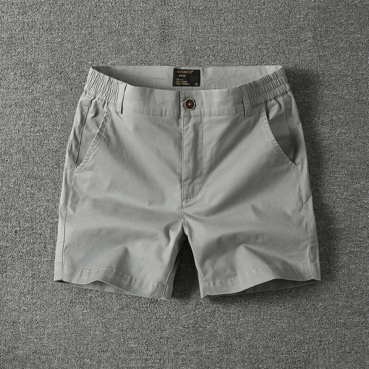 2025夏季男士白色四分裤美式休闲运动裤薄款纯色直筒弹力4分短裤
