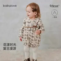 babylove女宝宝包屁衣春秋棉莫微绒三角哈衣婴儿文艺复古公主衣服