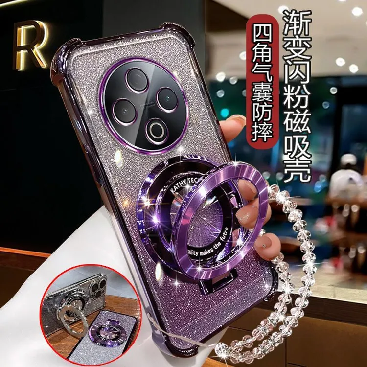 适用vivoy500手机壳网红时尚女个性折叠支架V2506A四角防摔带手链