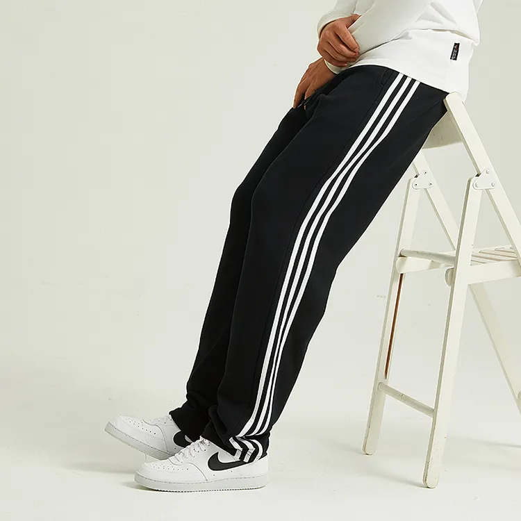 100%棉-秋冬宽松遮肉百搭不过加绒运动裤直筒束脚休闲裤柔软亲肤