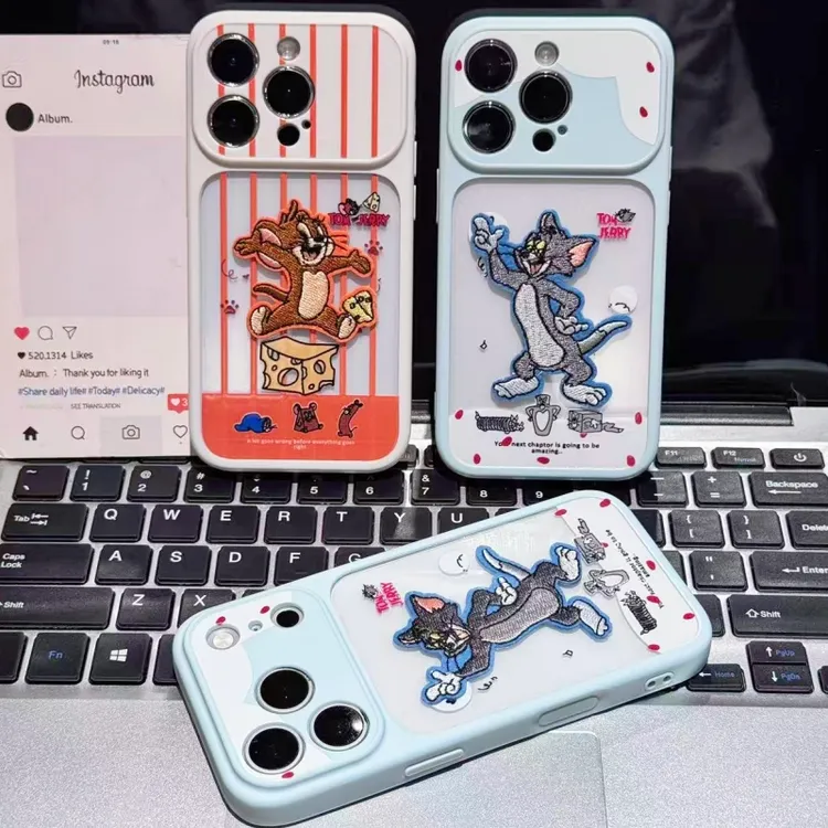 奥菲顿刺绣猫和老鼠适用苹果16秒变17手机壳iPhone15大视窗13/14