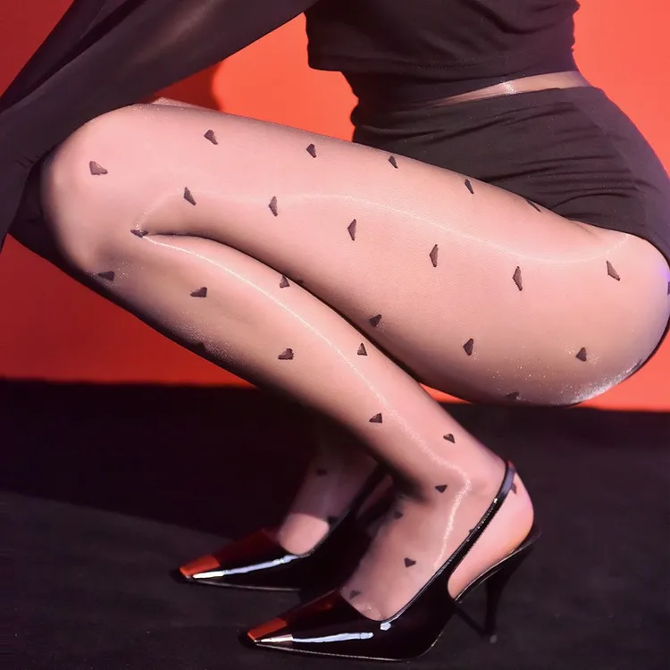 【丝韵轻舞】爱心丝袜「蜜桃」超薄桃心油亮极光心形点点连裤丝袜 