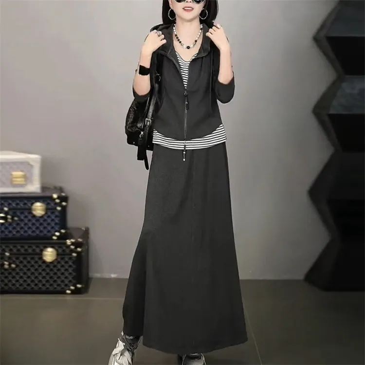 2026极简风INS风气质时尚套装时尚休闲慵懒风假两件卫衣半裙套装