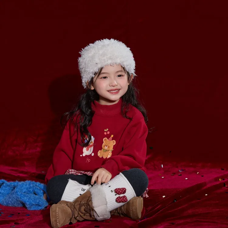 XH【平安喜乐】儿童韩系可爱卡通拼接加厚卫衣（年款）WZJ-26821