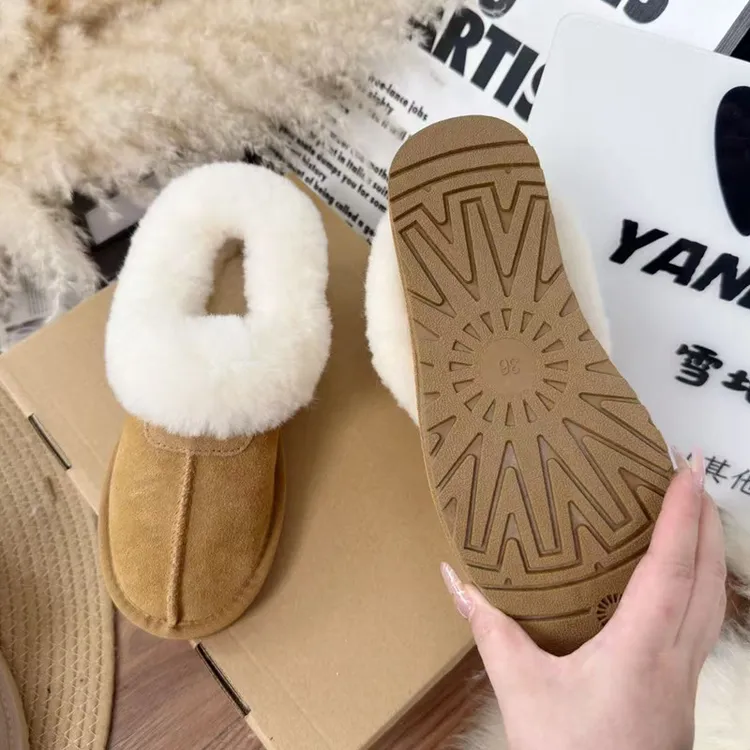 塔茨特真皮雪地靴女冬季2025年新款羊皮毛一体加厚保暖低帮短棉鞋