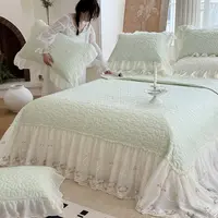 ＄水洗双层纱 清仓【三件套】舒适床裙枕套四季款可机洗不滑床