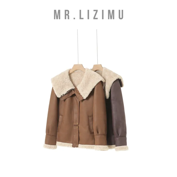 李子木先生时尚慵懒风翻领拼接外套女款爆款2025新款休闲百搭上衣