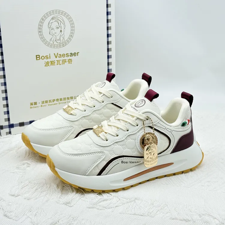 【专柜正品】门店款Bosi Vaesacr波斯瓦萨奇酒红皮面轻奢时尚休闲鞋