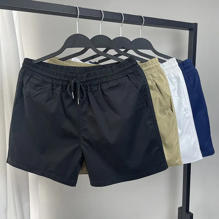 梭织纯棉弹力运动短裤男士时尚潮流三分裤系带纯色百搭运动裤健身