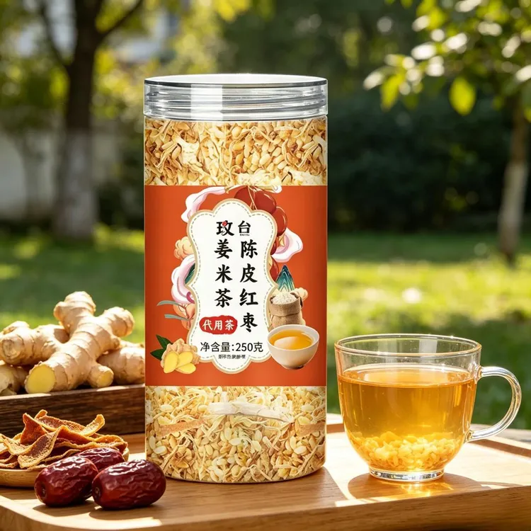 手工陈皮红枣姜米茶炒米老姜炒制泡水煮水三伏天泡茶正品好料