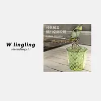 玲姐定制-家用客厅轻奢风桌面透明塑料带盖迷你垃圾桶416408