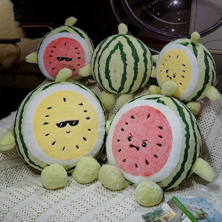 夏季跑跑西瓜公仔抱枕女生宿舍二合一枕被毛绒工具仿兔毛睡觉搭子