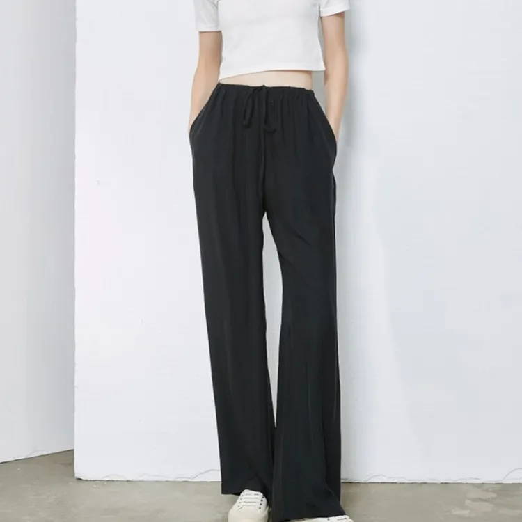 《顶配享受裤》0805抽绳高腰直筒休闲裤女裤时尚宽松阔腿长裤