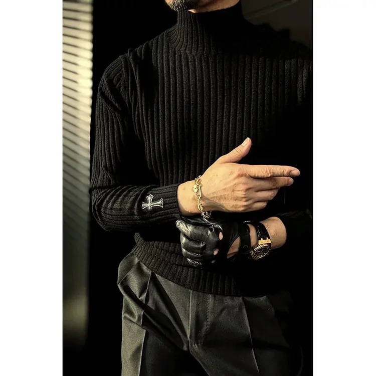 韩版修身针织衫男士半高领毛衣秋冬新款商务休闲百搭保暖打底上衣