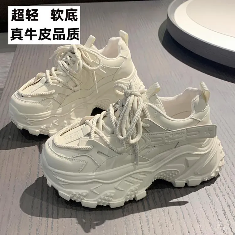 小个子厚底增高正品老爹鞋女单鞋2025秋季新款百搭松糕休闲运动鞋