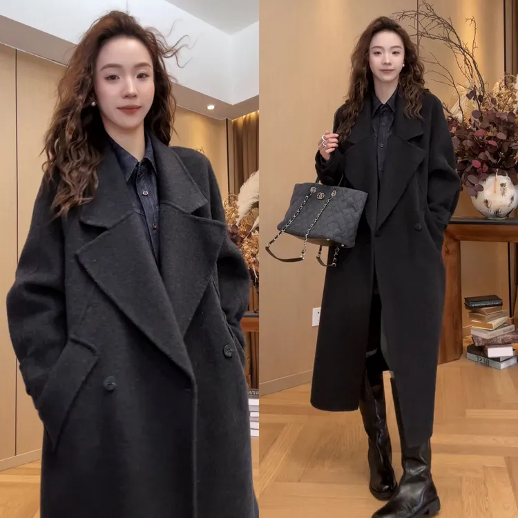 小静静一会【双面羊毛大衣】2025冬季新款保暖长款外套 2511C8526