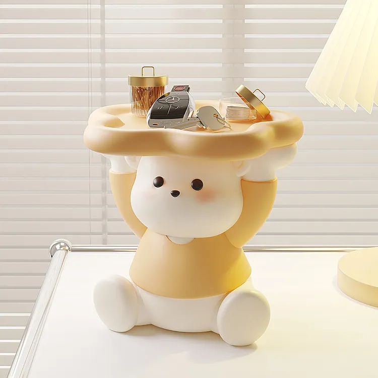奶油风可爱小熊入户玄关收纳摆件创意客厅桌面装饰品乔迁新居礼物