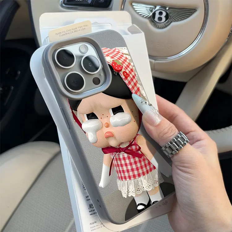 可爱哭娃适用苹果16/17手机壳iPhone15promax14荔枝纹13/12防摔11