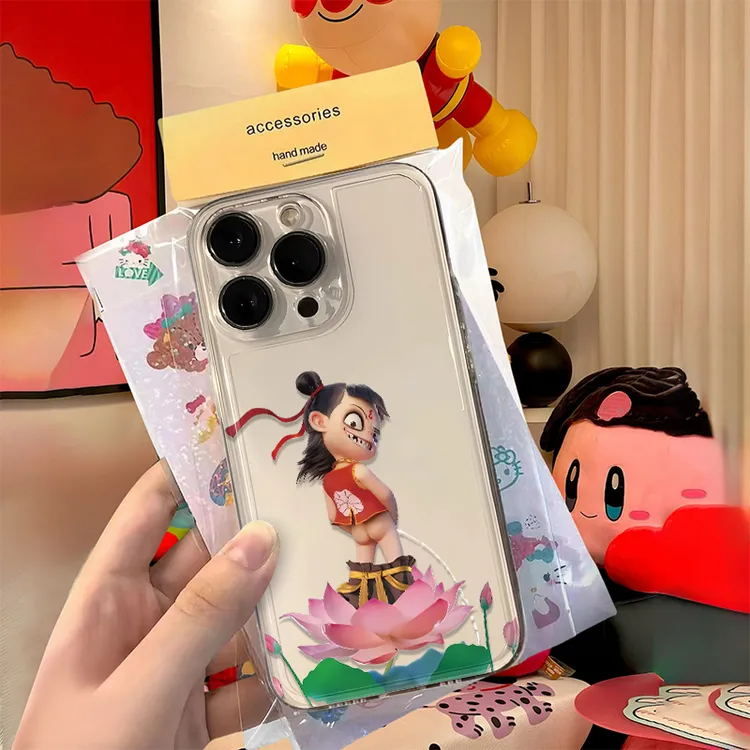 趣味搞怪卡通魔丸哪吒适用苹果17/16p小米华为透明手机壳15/14