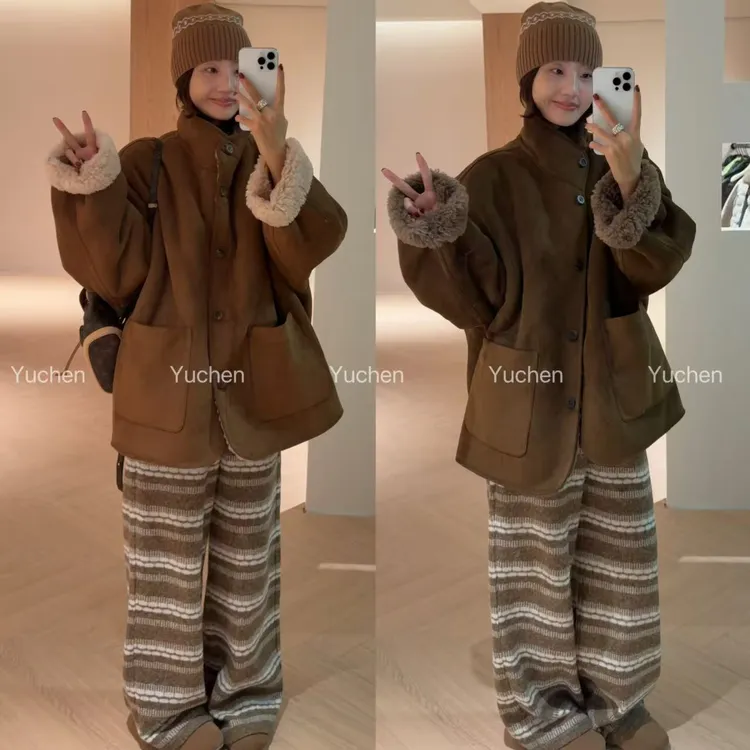 【Yuchen】（一只小羊） 双面可穿100%纯羊毛复合皮毛一体冬季外套～