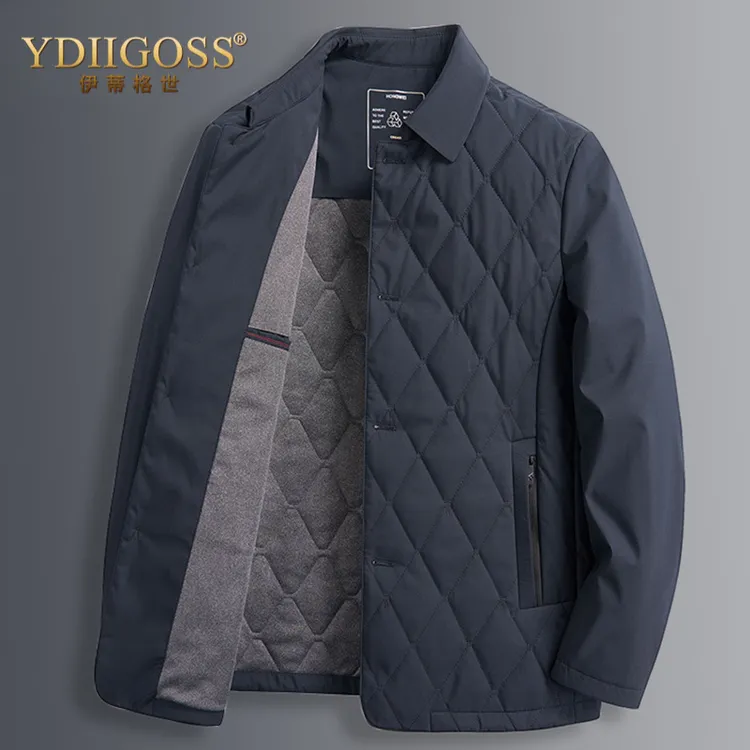 YDIIGOSS棉衣夹克男士秋冬款商务休闲翻领加棉新款休闲外套上衣