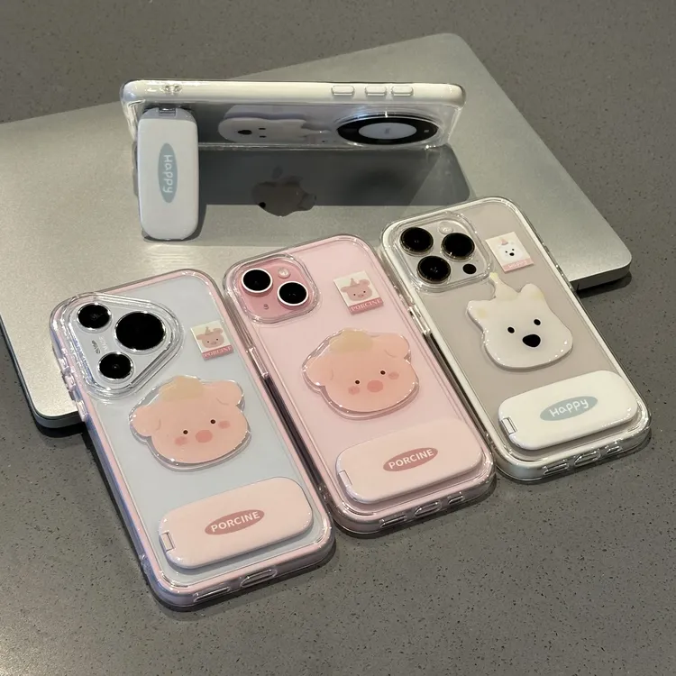 BANCA粉猪西高地支架适用苹果16手机壳华为P70vivo小米14oppo套